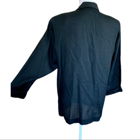 Vintage 90’s Black Oversized Double Breasted Blazer 14 Linen Blend - Picture 7 of 9